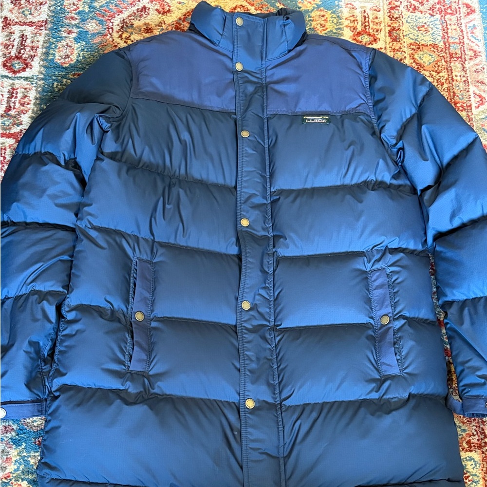 L.L. Bean Men's Deep Blue Down Puffer Coat